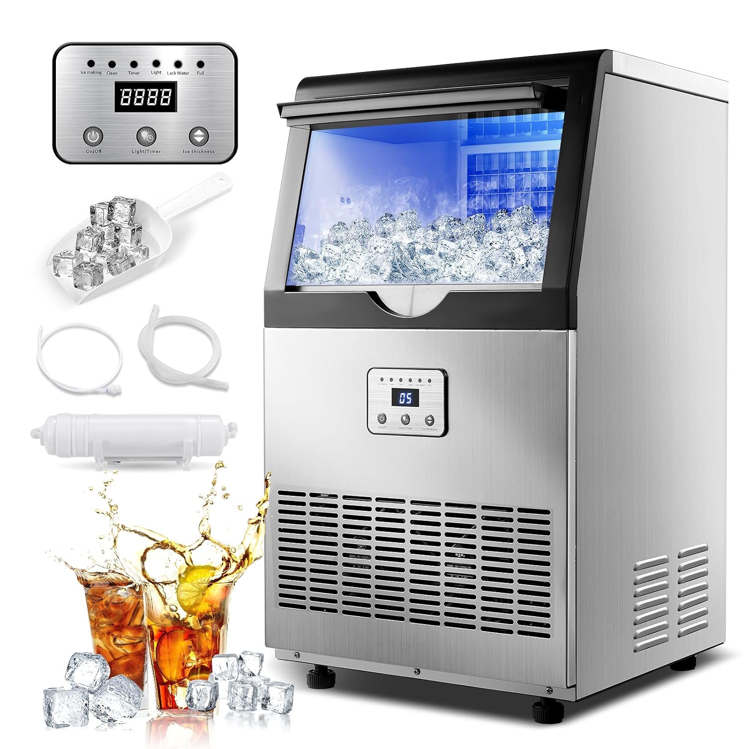 100lbs/24H Self-Cleaning Ice Maker - Efficient & Versatile!
