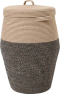 26in x 20in Handcrafted Tall Cotton Rope Basket with Lid - Large