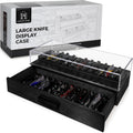 Large Black Pocket Knife Display Case for 24 Knives - Clear Cover