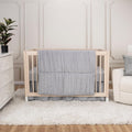 Simply Gray 3 Piece Crib Bedding Set - Elegant Ruching for a Neutral