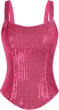 Sequin Tank Top Bustier Corset Style - Sparkle Slim Camisole