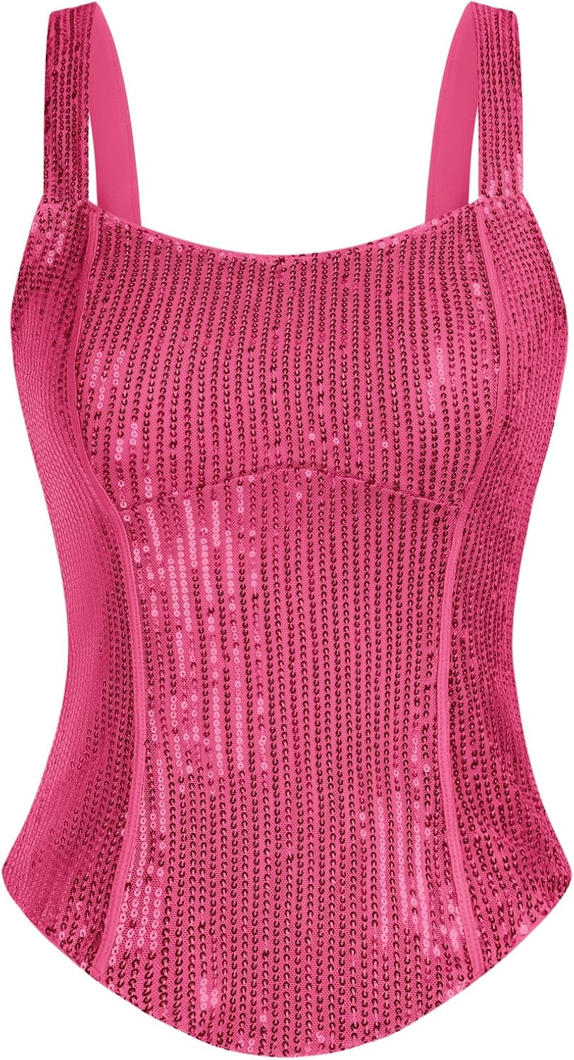 GRACE KARIN Sequin Tank Tops for Women - Sparkle Slim Camisole