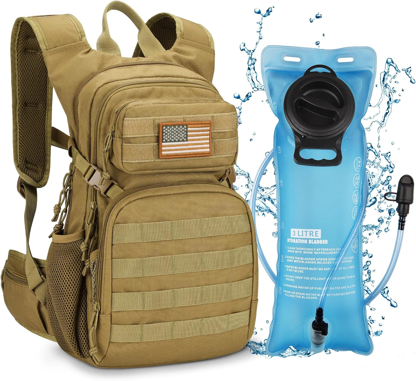CVLIFE Tactical Hydration Pack 3L - Lightweight Water Bag