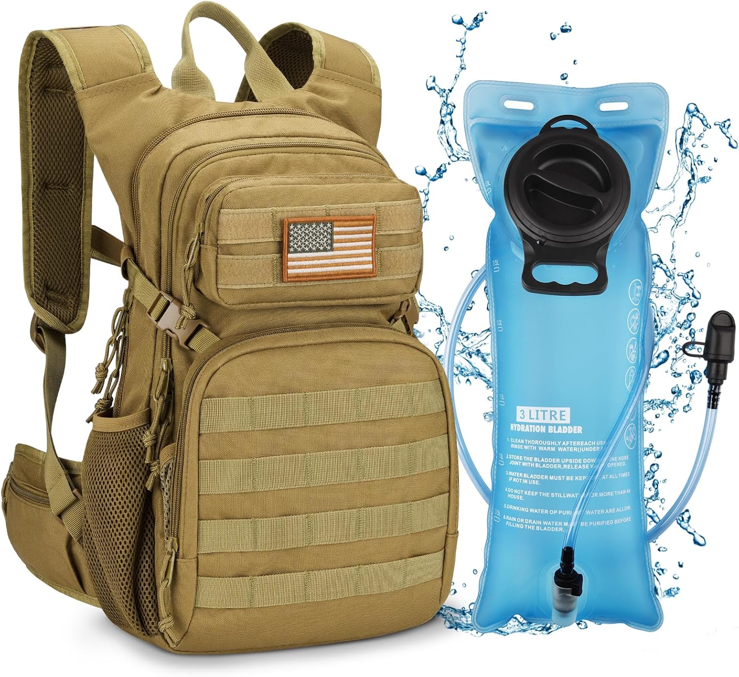 CVLIFE Tactical Hydration Pack 3L - Lightweight Water Bag