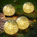 Solar Garden Lights Outdoor Waterproof Crackled Glass Globe - Warm