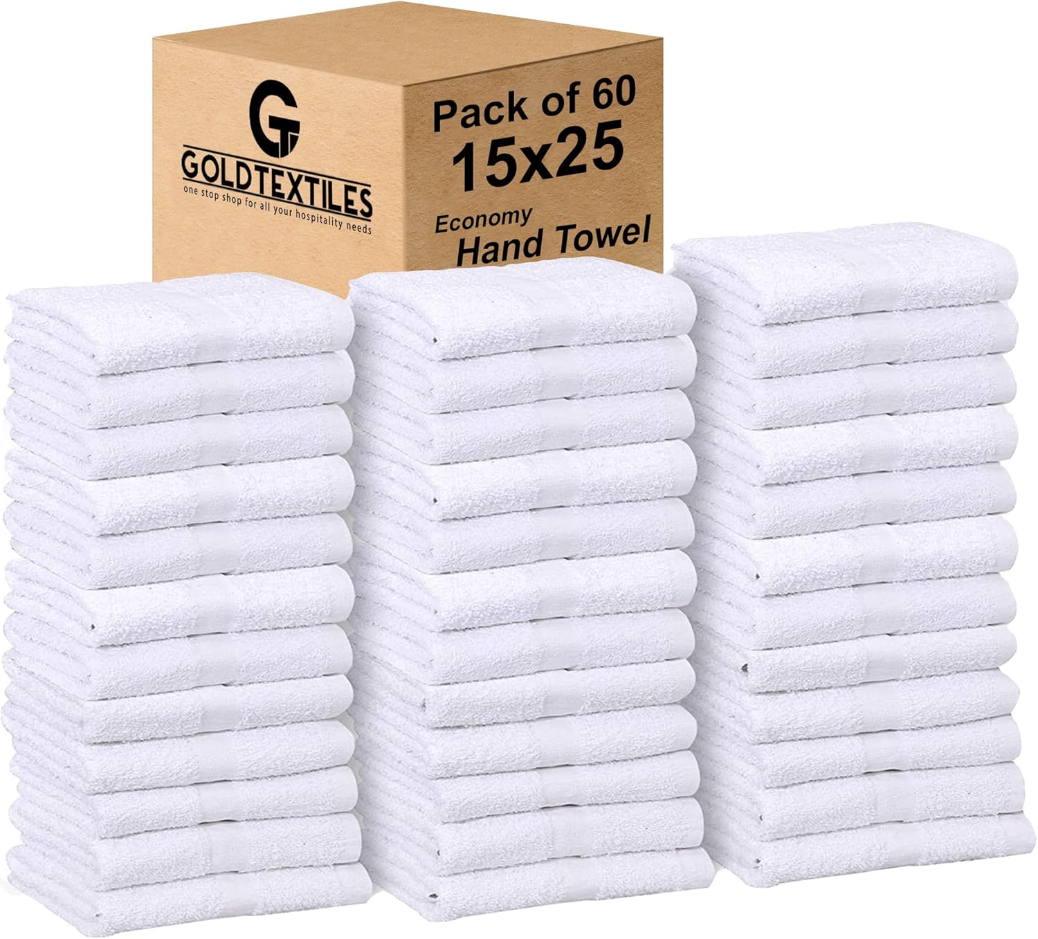Bulk Pack of 60 White Economy Hand Towels for Versatile Use