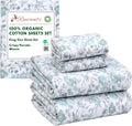 100% Organic Cotton King Sheets Cold Chrysanthemum - Percale Comfort