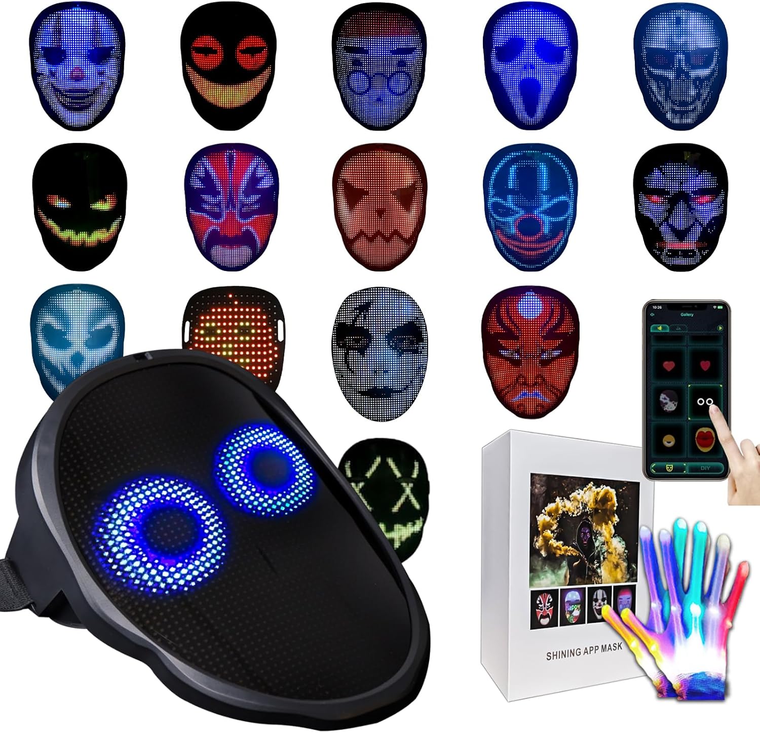Led-Mask Gloves Halloween Costumes For Kids Men Adult 2025