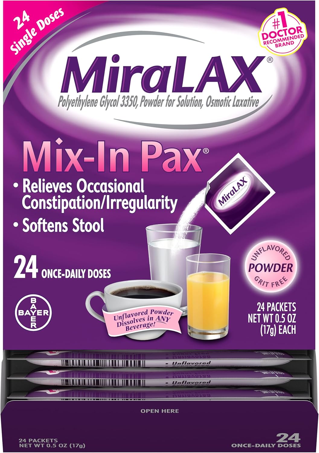 MiraLAX Gentle Constipation Relief Laxative Powder for Easy Use