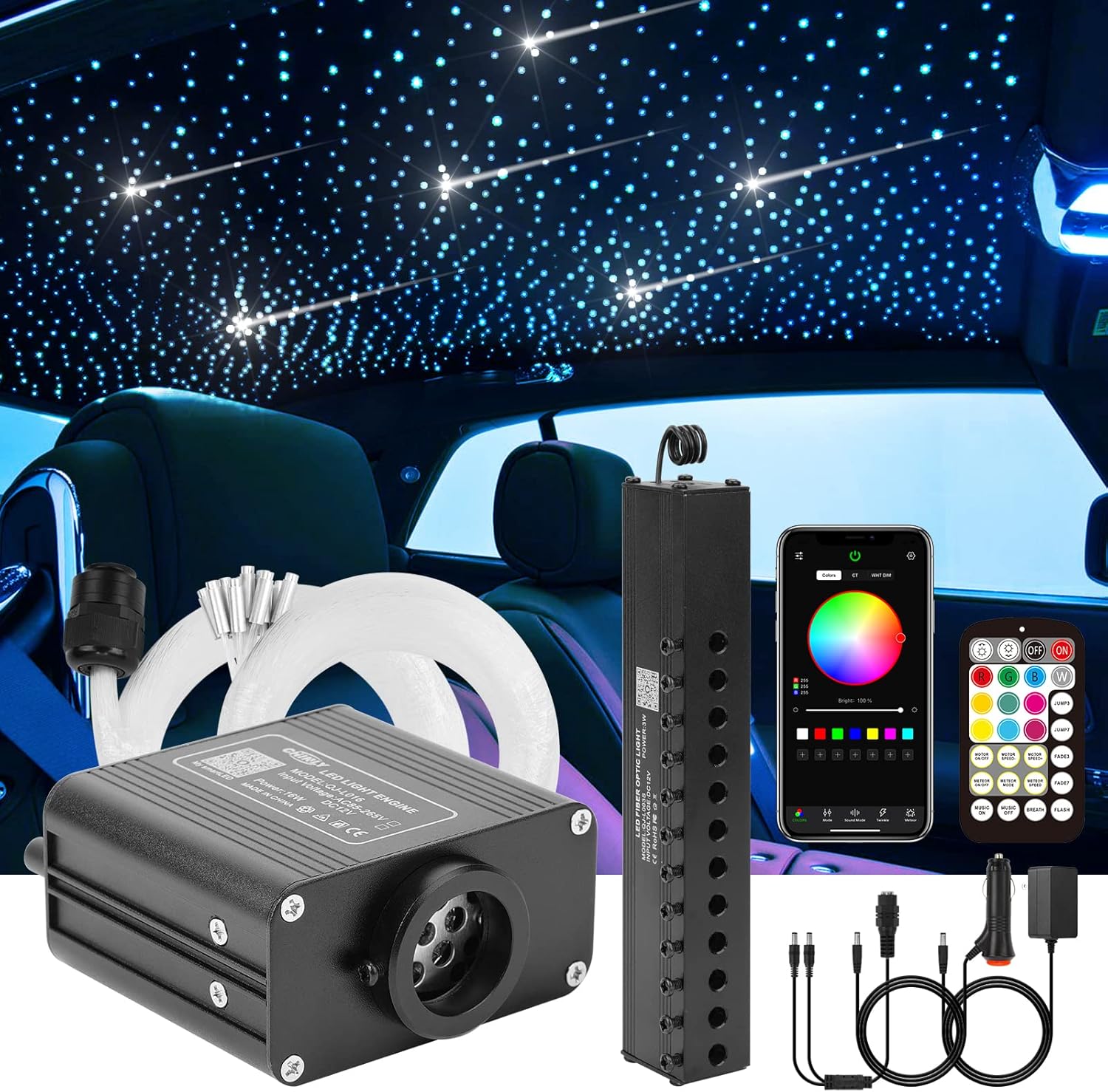 CHINLY Meteor Twinkle Fiber Optic Lights for Star Headliner