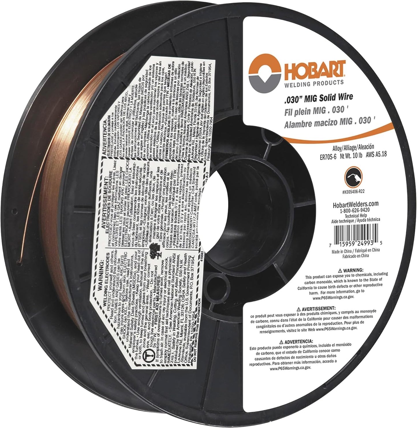 Hobart H305406-R22 10-Pound ER70S-6 Carbon-Steel Welding Wire