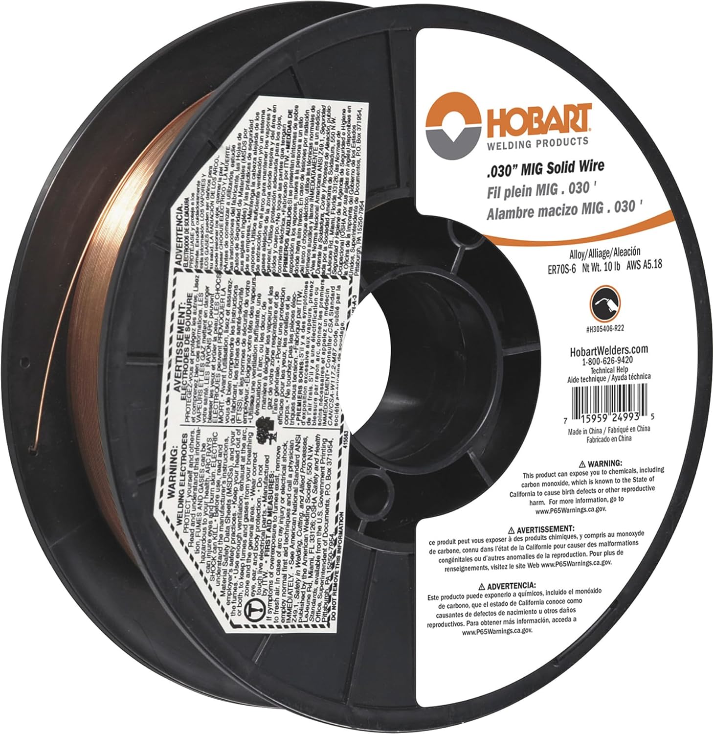 Hobart H305406-R22 10-Pound ER70S-6 Carbon-Steel Welding Wire