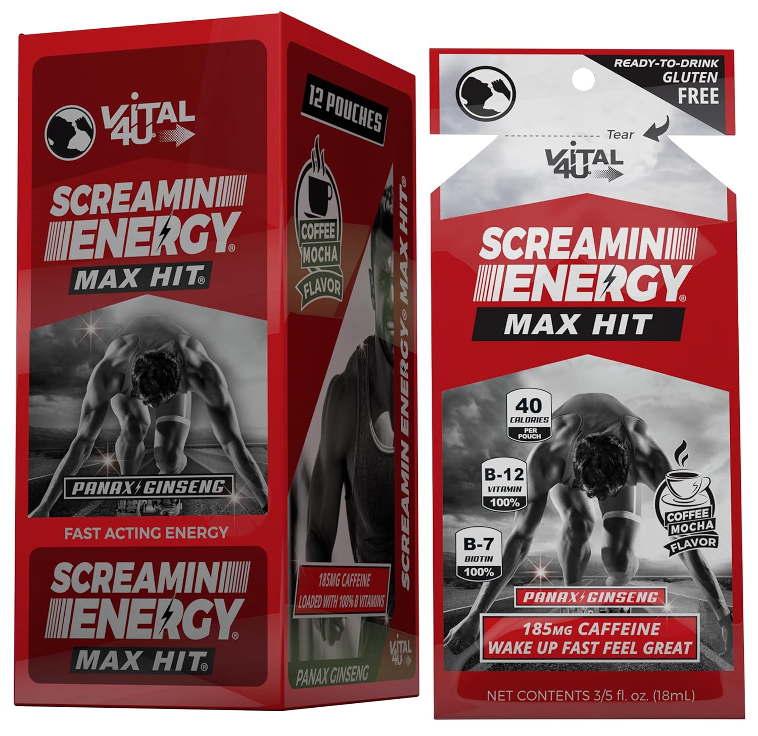 Screamin Energy Max Hit Energy Shots with Ginseng & Caffeine