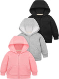 Cooraby 3-Piece Baby Girls Fleece Zip Hoodie Set for Cozy Style