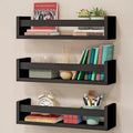 Nursery Wall Bookshelves Set of 3, 16.4 in - Modern Black Storage