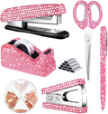 Demissle 6 Pcs Bling Office Desk Accessories Set - Sparkling School