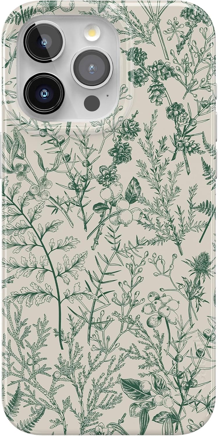 Casely iPhone 15 Pro Case - Sage Garden Green Floral Design