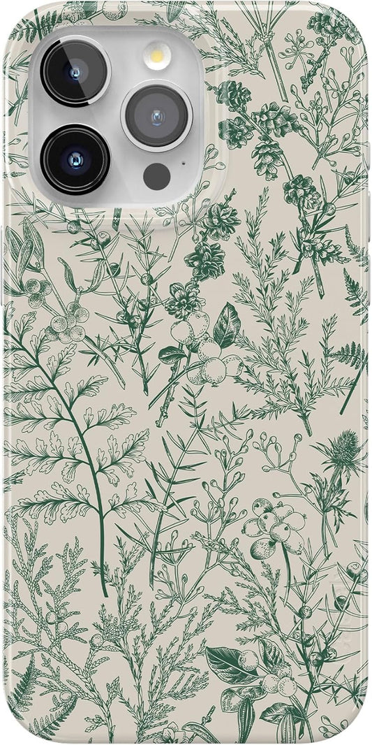 Casely iPhone 15 Pro Case - Sage Garden Green Floral Design
