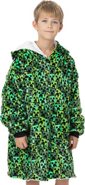 Minecraft Boys Oversized Blanket Hoodie - Creeper Sherpa Fleece