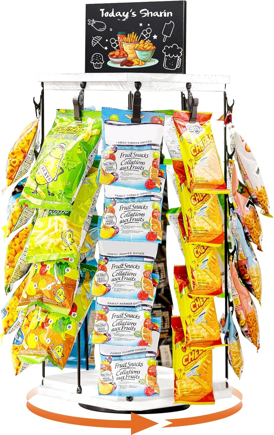 Chip Rack Display Stand with 5 Tiers and 40 Clips for Snacks