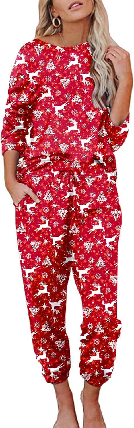 Ekouaer Womens Pajamas Set Long Sleeve Loungewear for Comfort