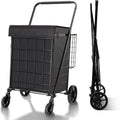 Folding Shopping Cart with Waterproof Liner - Heavy Duty 340 lb