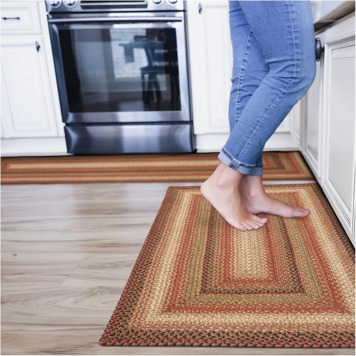 Gingerbread Premium Jute Braided Rug for Rustic Farmhouse Decor