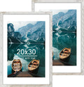 20x30 Frame Set of 2 Distressed White Wood Style - Rustic Poster
