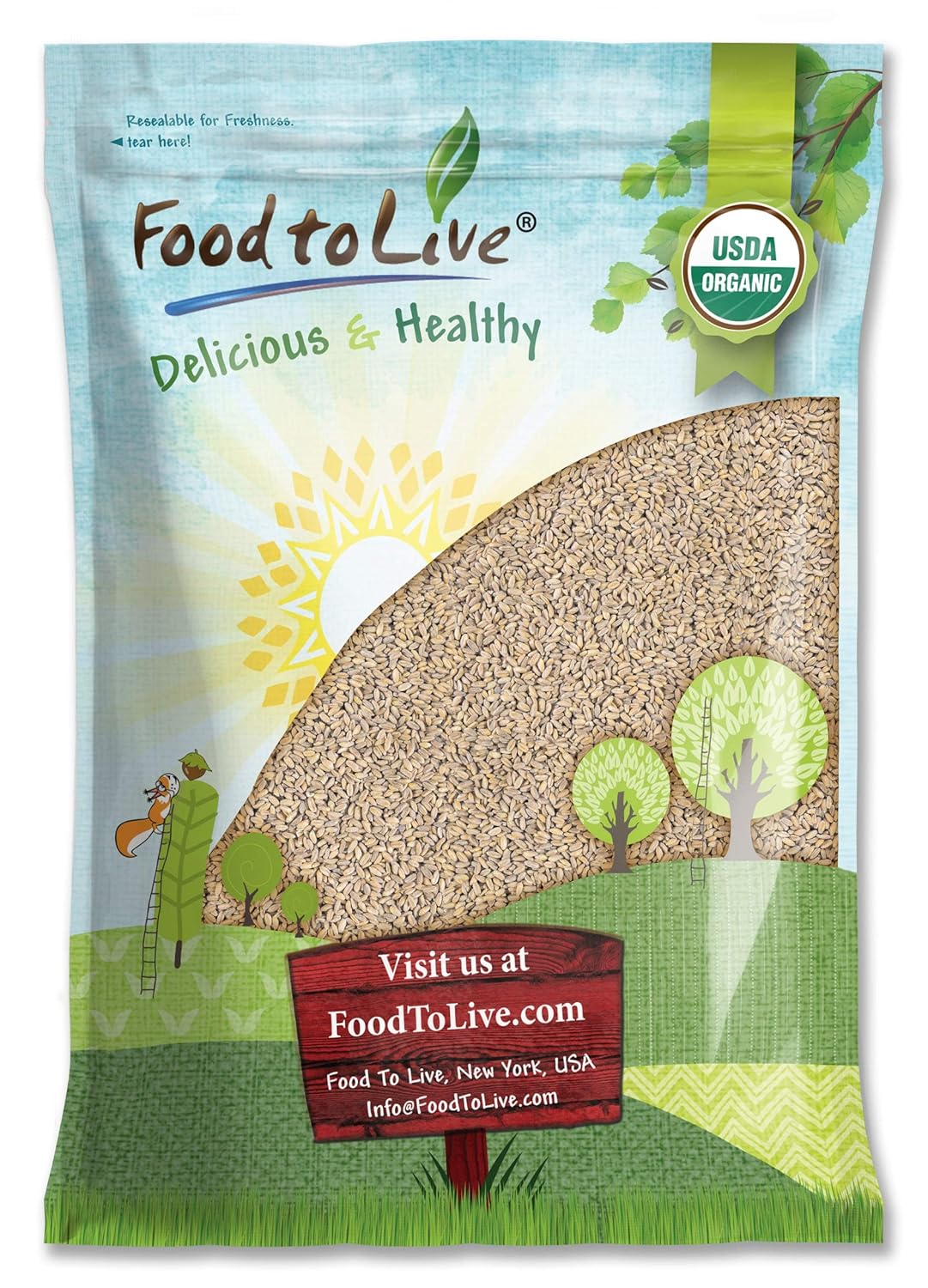 Organic Spelt Berries - Nutty Flavor, Vegan Superfood, 8 lbs