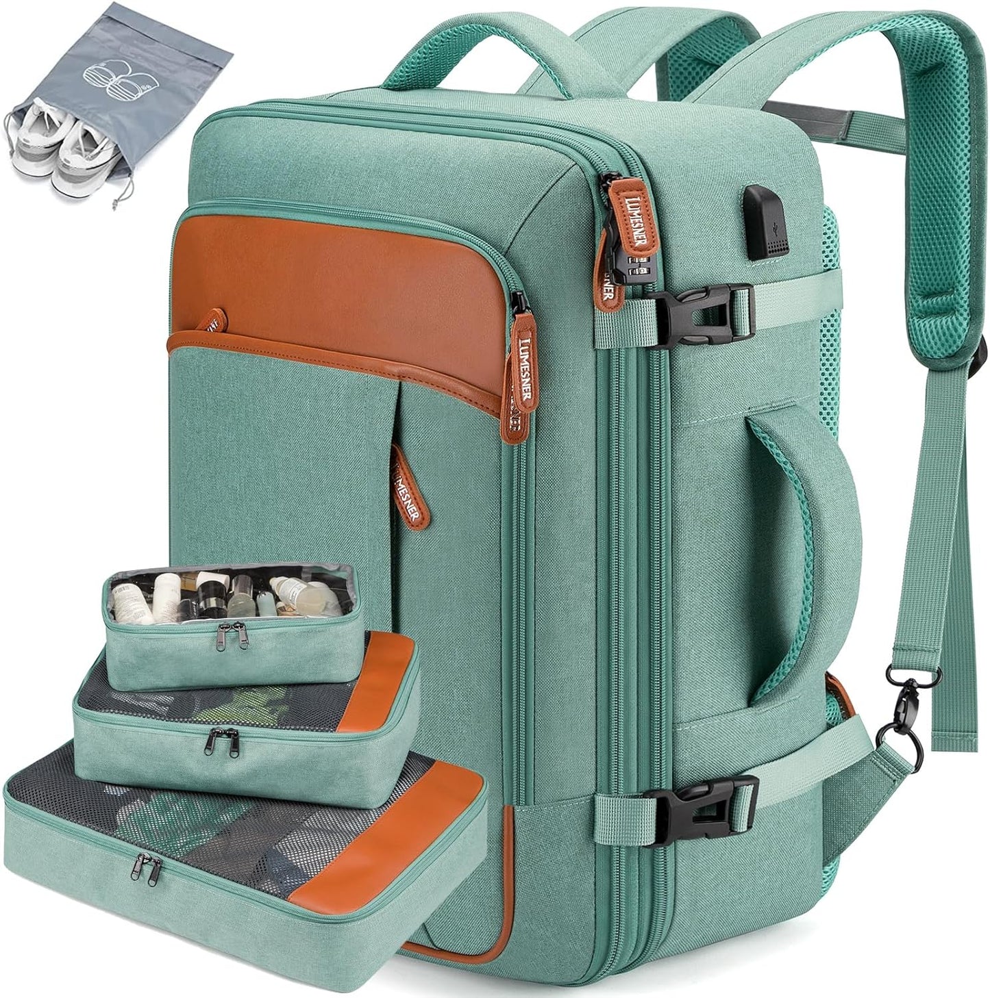 Extra Large 40L Carry on Travel Backpack for Men & Women