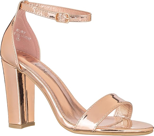 ILLUDE Womens Open Toe Ankle Strap Chunky Block High Heel Sandals