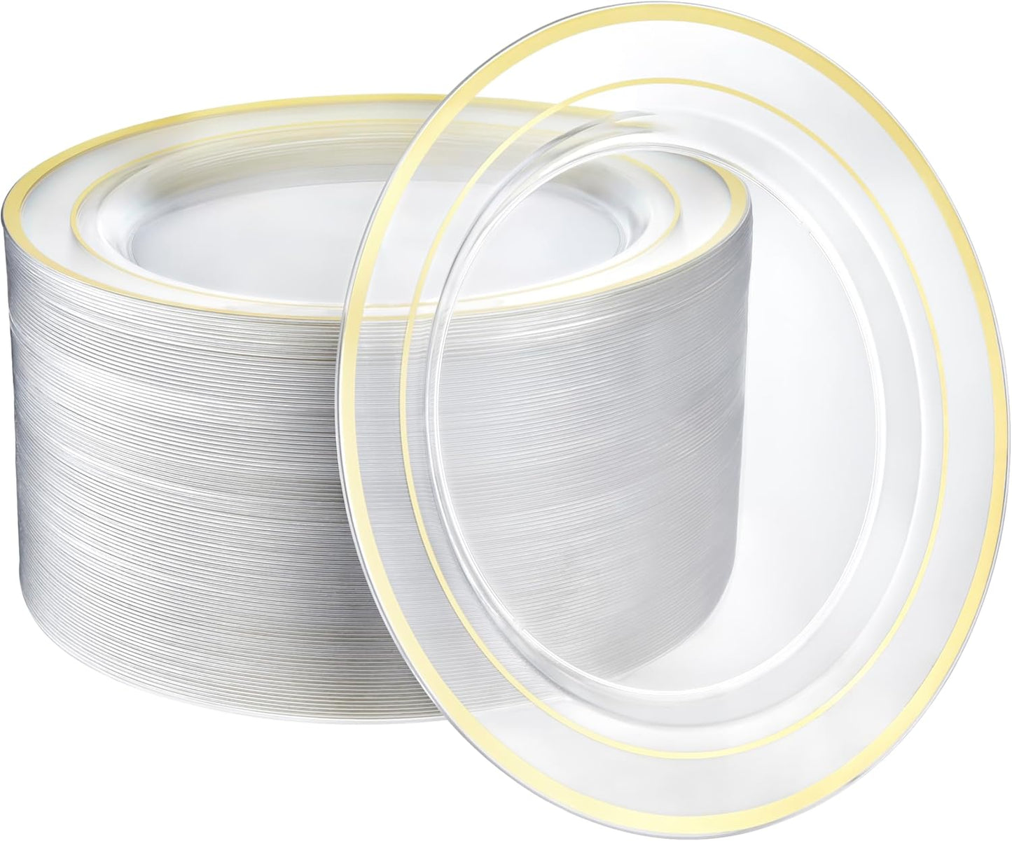 Sturdy & Stylish Gold Plastic Plates - Perfect for Weddings! 
