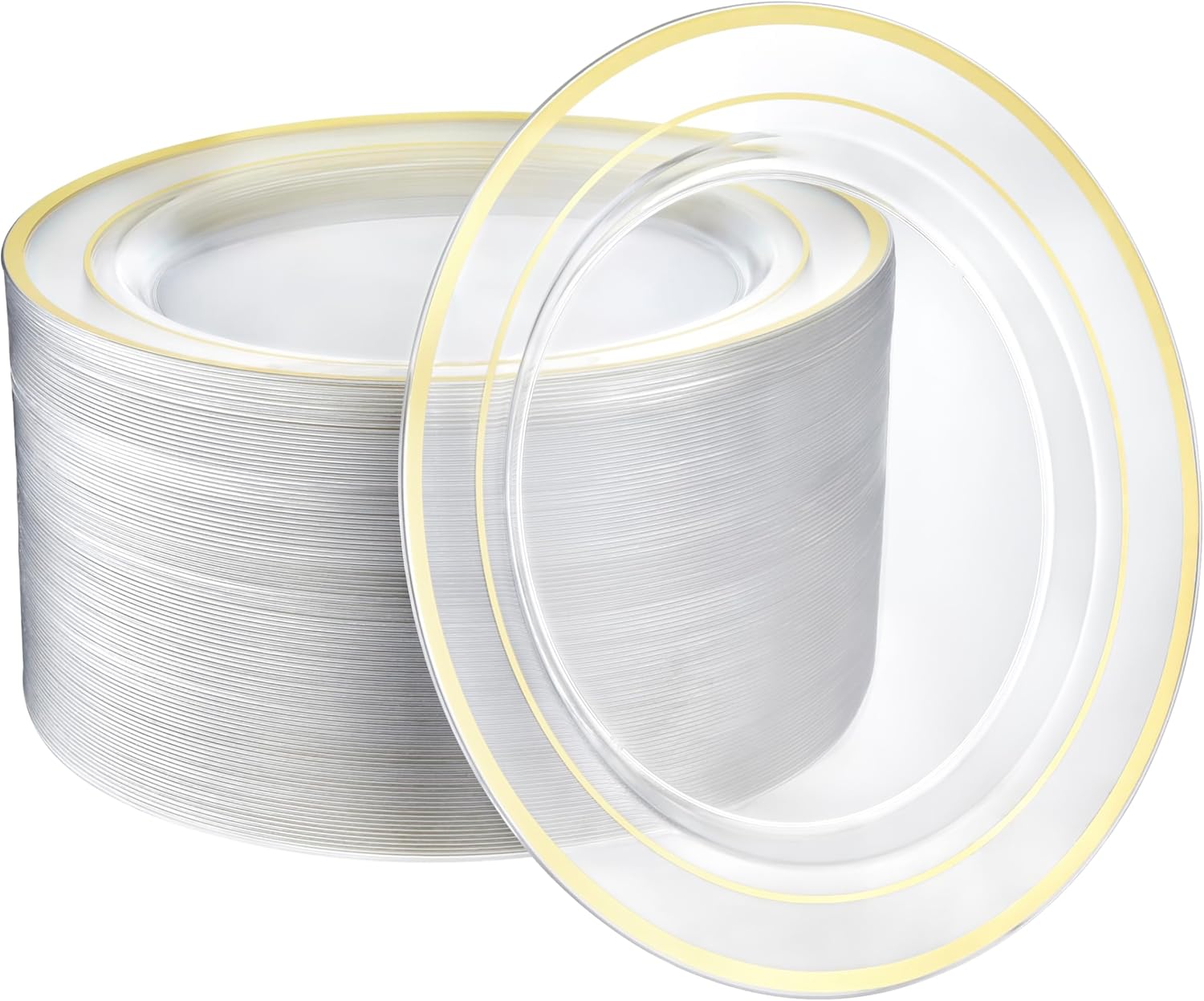Sturdy & Stylish Gold Plastic Plates - Perfect for Weddings! 