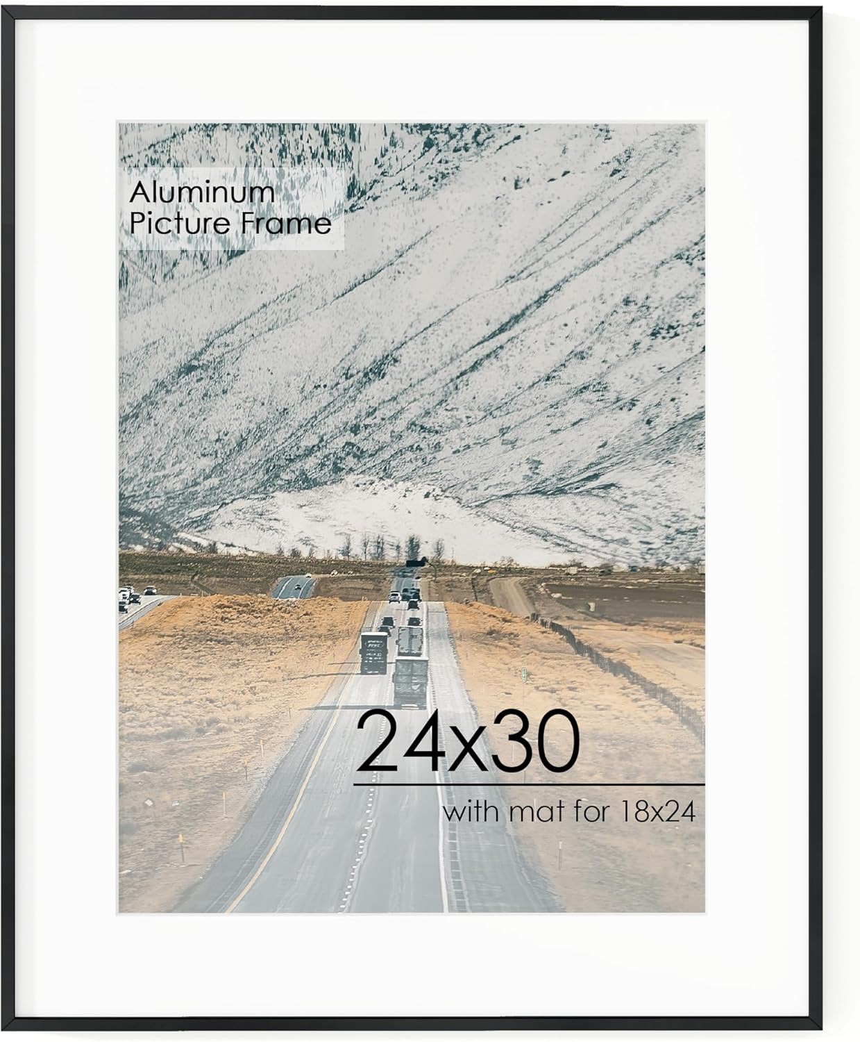 24x30 Metal Picture Frame for Wall With Mat for 18x24 Photos