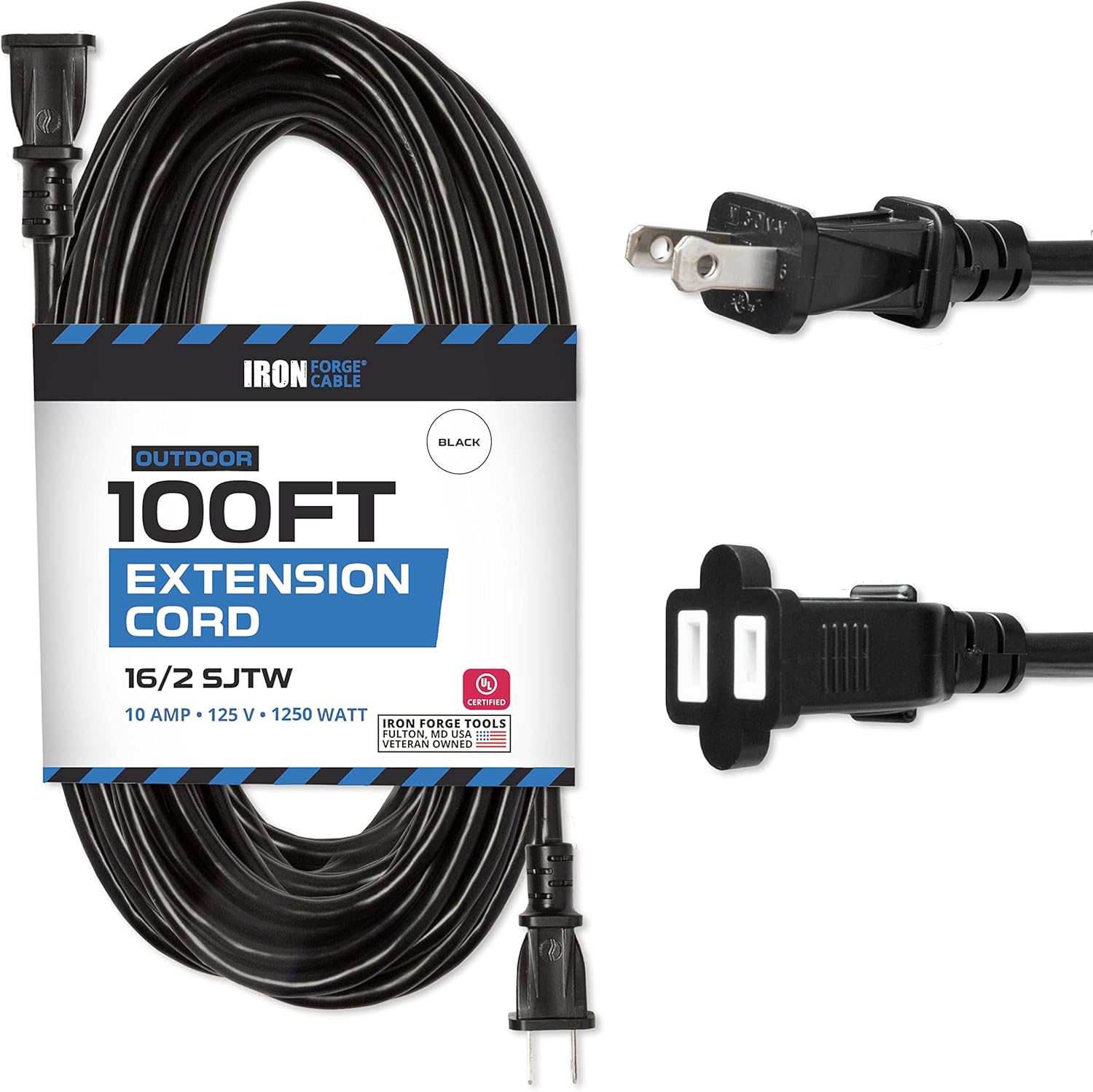 Iron Forge Cable 100 Ft Black Extension Cord for All Uses