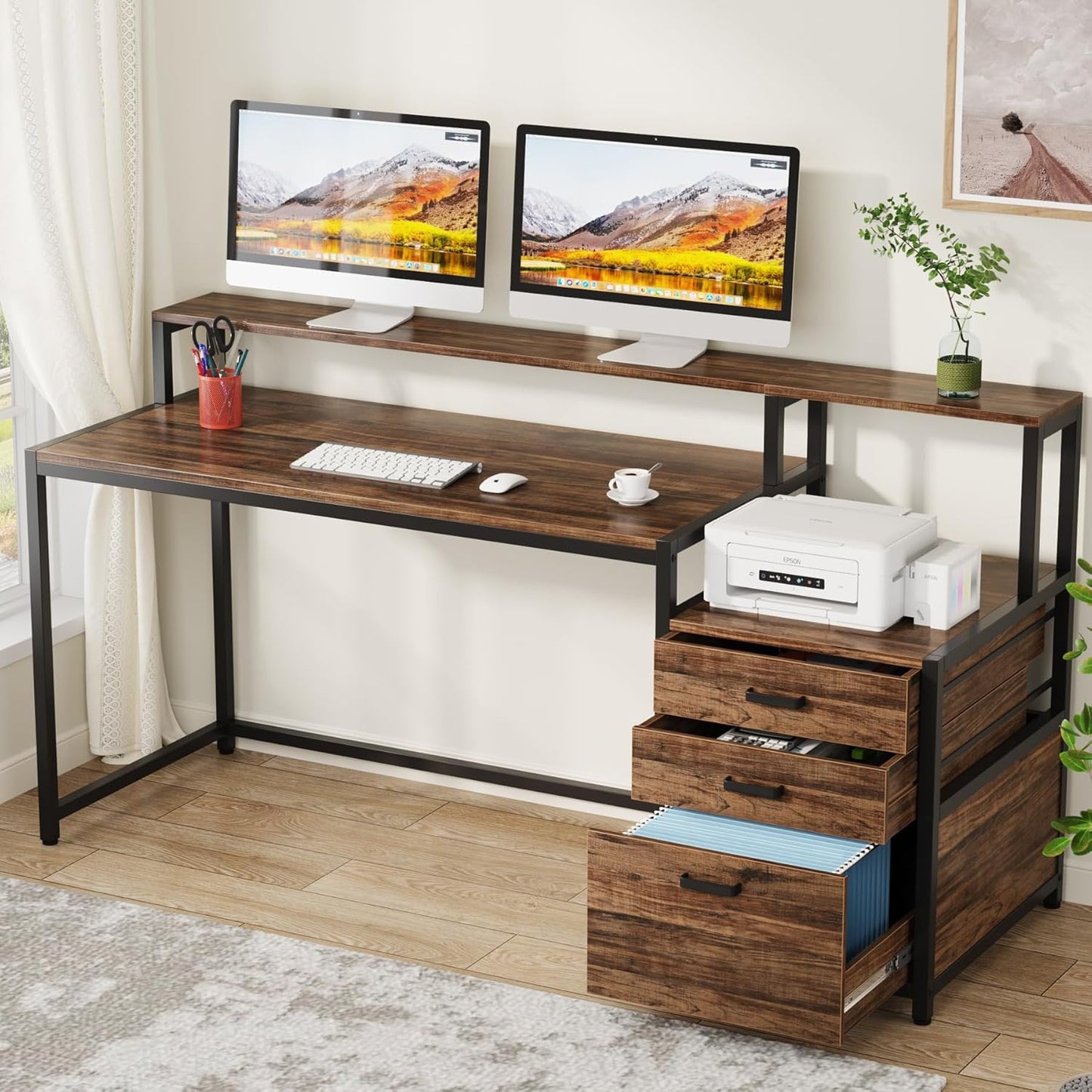 Tribesigns 63 Computer Desk - Ergonomic & Spacious