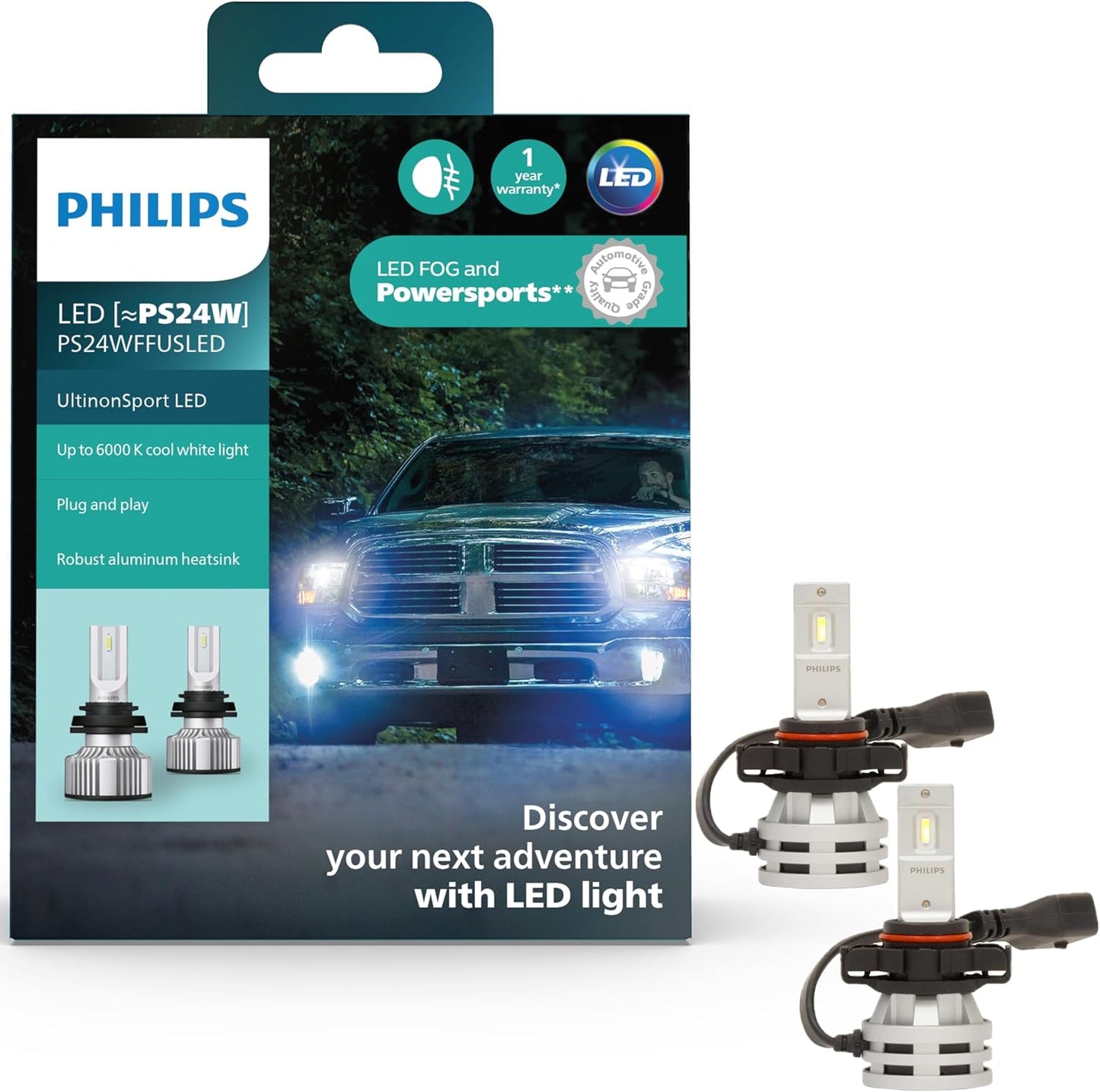 Philips UltinonSport PS24WFF LED Bulb for Fog Light and Headlights