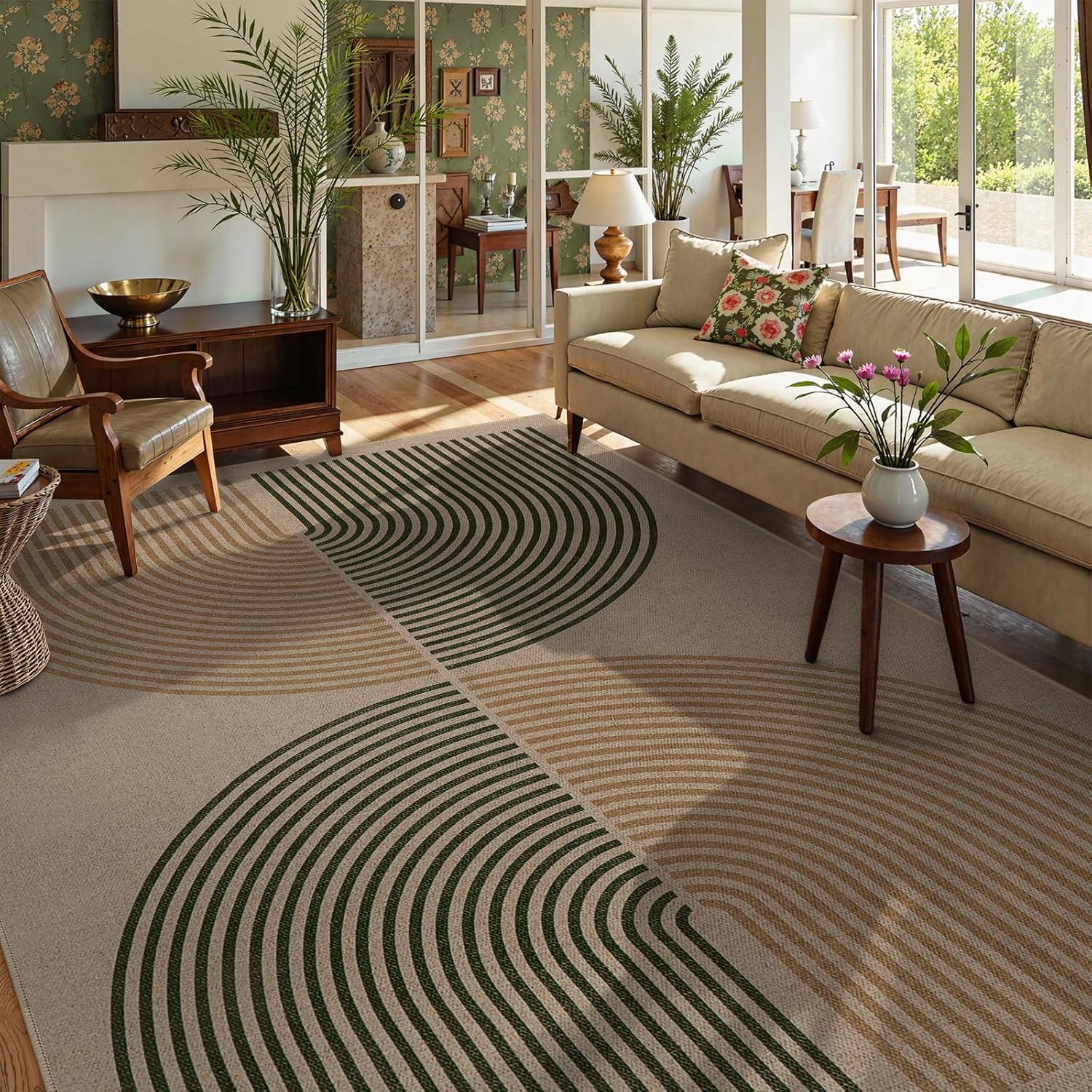 Lahome Modern Rainbow Easy Jute Rug for Living Room & Patio
