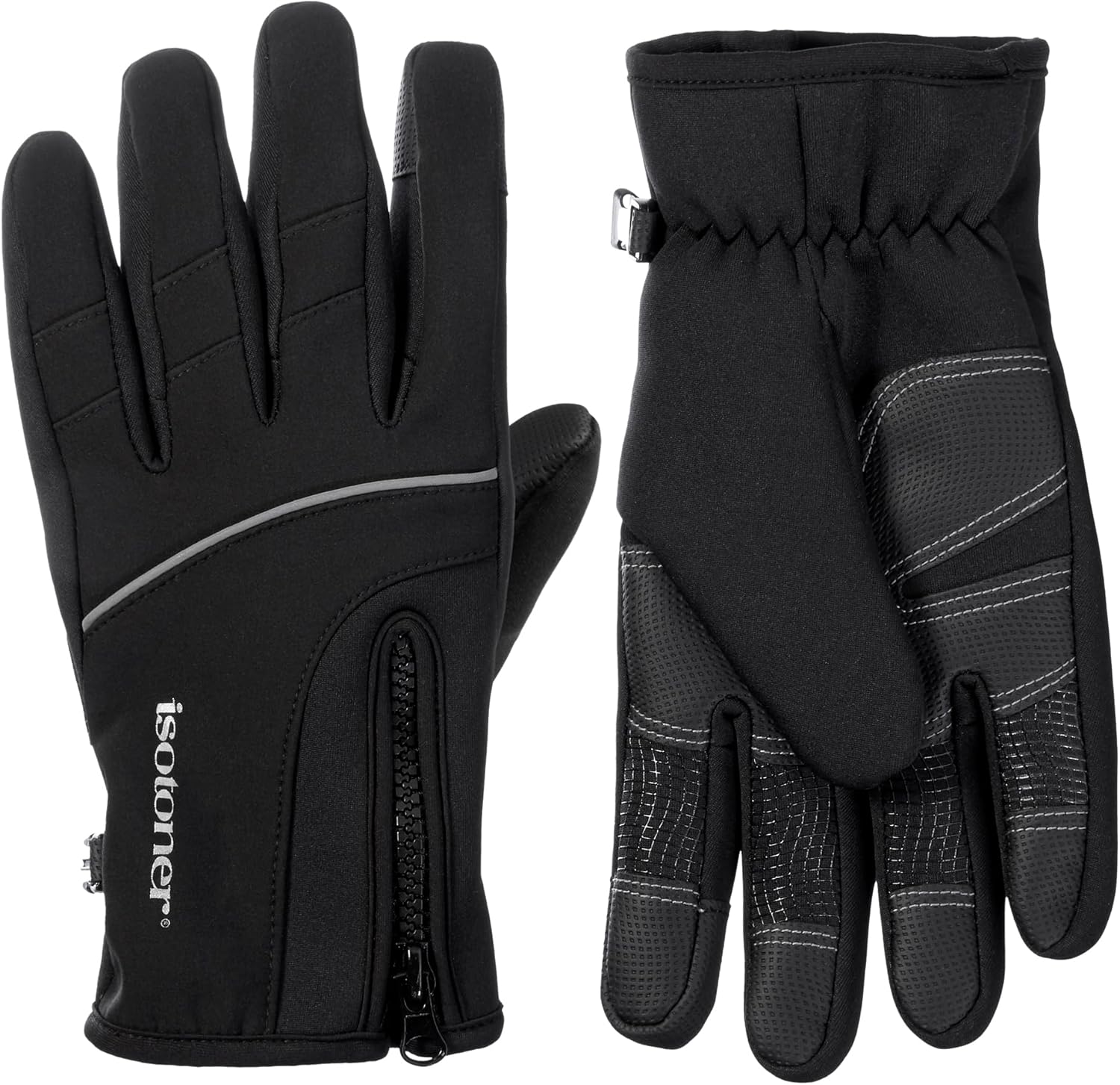 Isotoner Men's Zipper Neoprene Gloves - Touchscreen Smart-Ready!