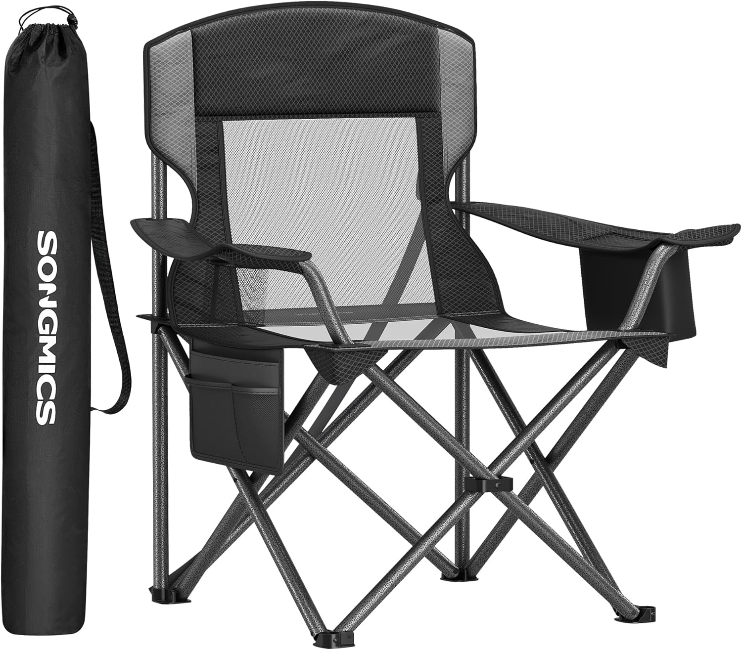 SONGMICS Folding Camping Chair with Cooler Bag and Armrests