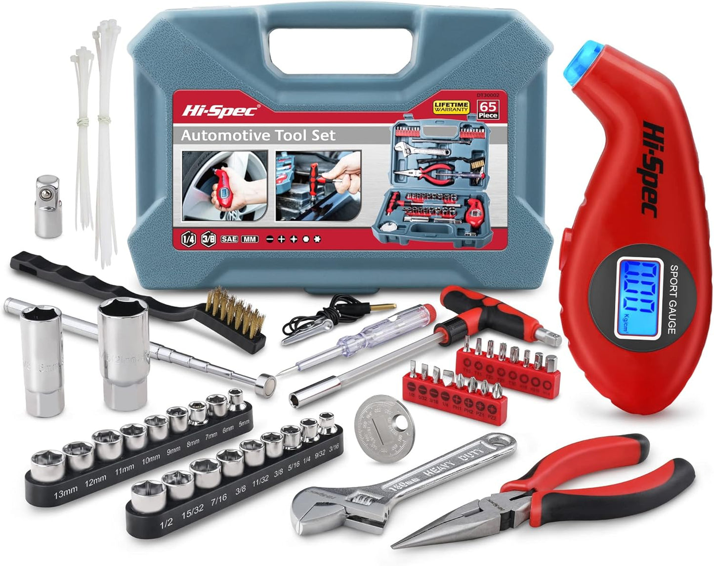 Hi-Spec 65pc Compact Auto Garage Tool Kit Set for Repairs