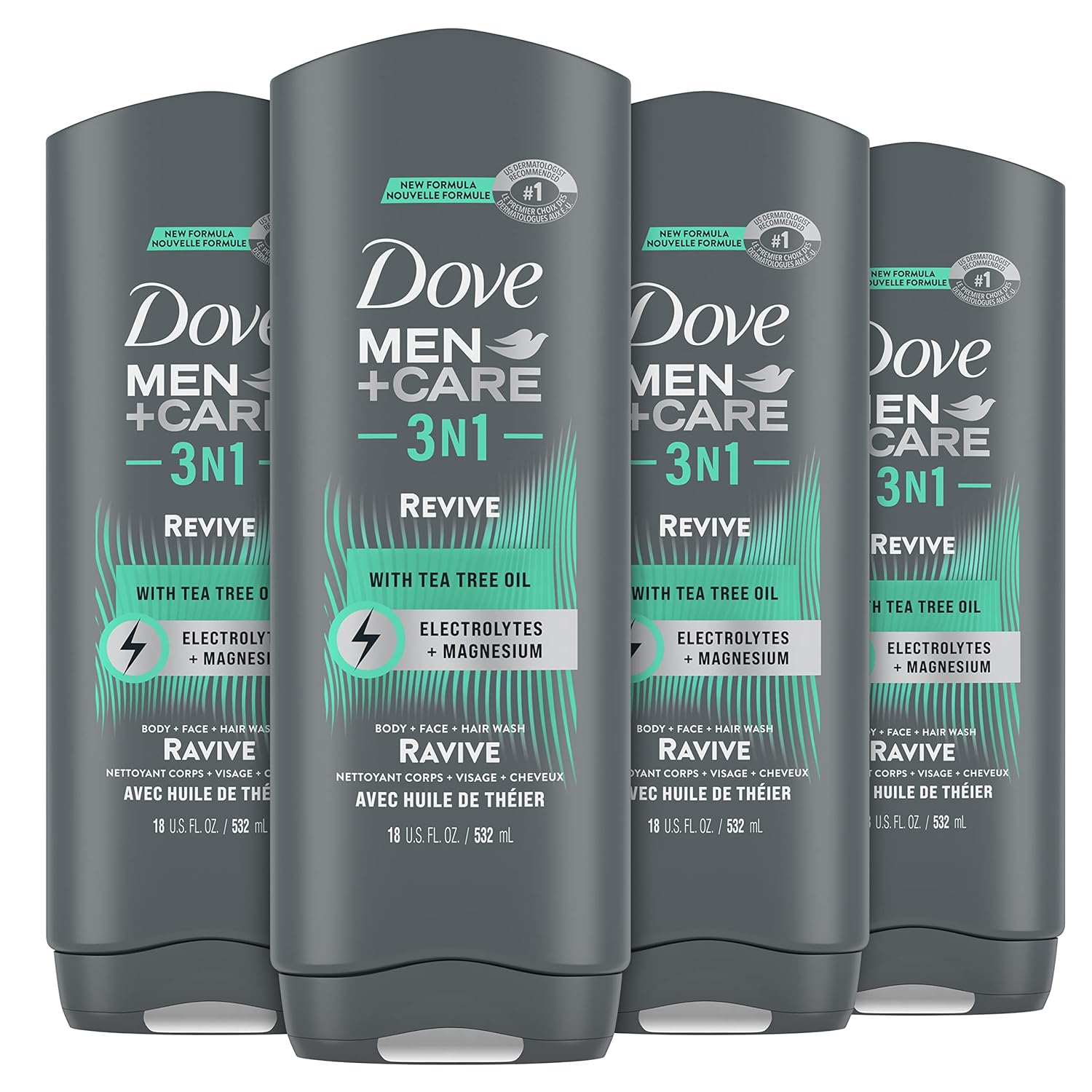 DOVE MEN + CARE Post-Workout Body Wash 3N1 Revive 4 Count
