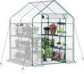 Greenhouse with 2 Mesh Windows 4 Tiers 10 Shelves - Compact Walk-In