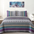 WONGS BEDDING Boho Quilt Set Full Size - Purple Bohemian Coverlet