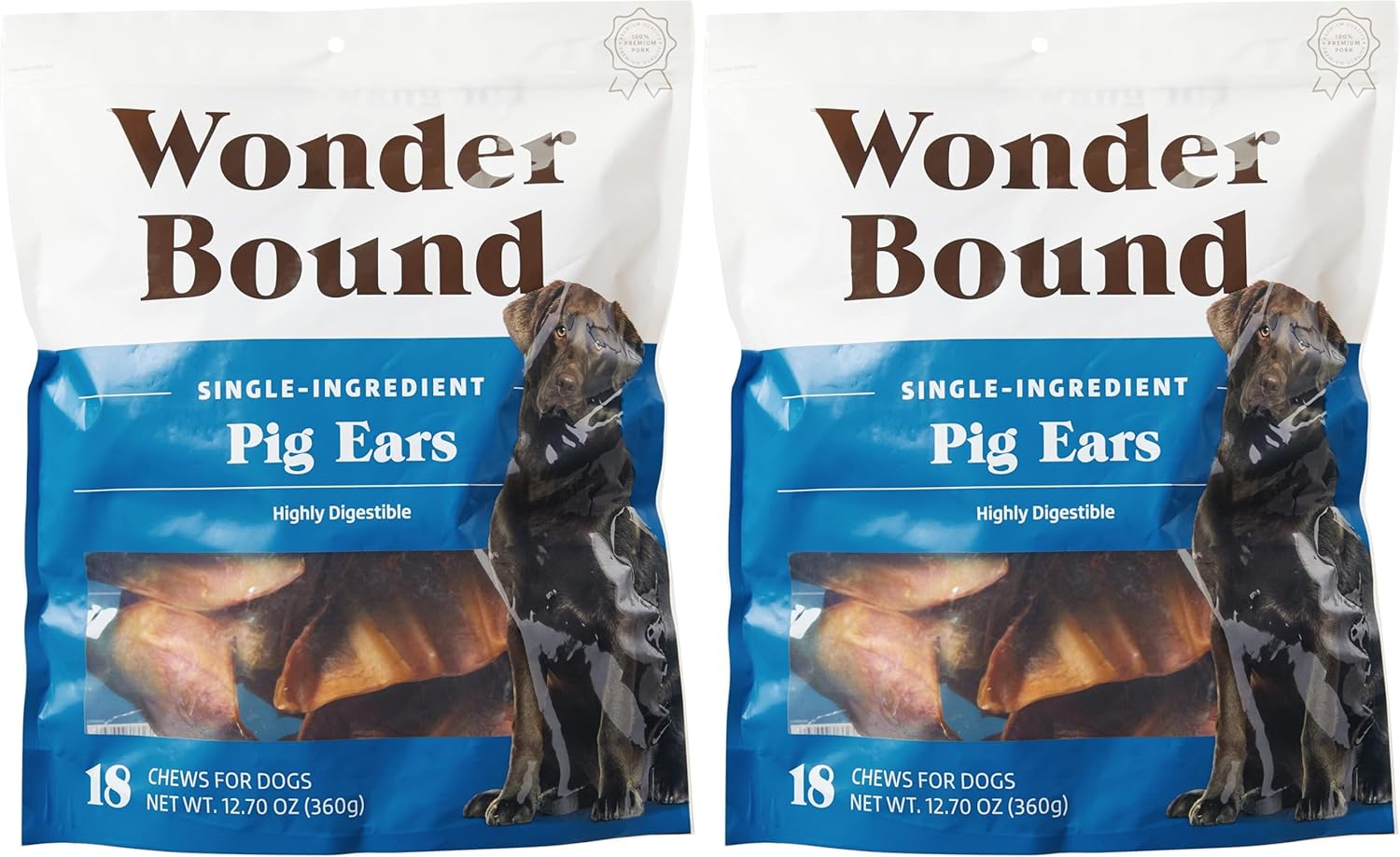 Wonder Bound Whole Pig Ears for Dogs - Highly Digestible Treats