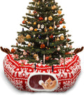 Christmas Tree Cat Tunnel Bed - Festive Play Tunnel and Cozy Donut Bed