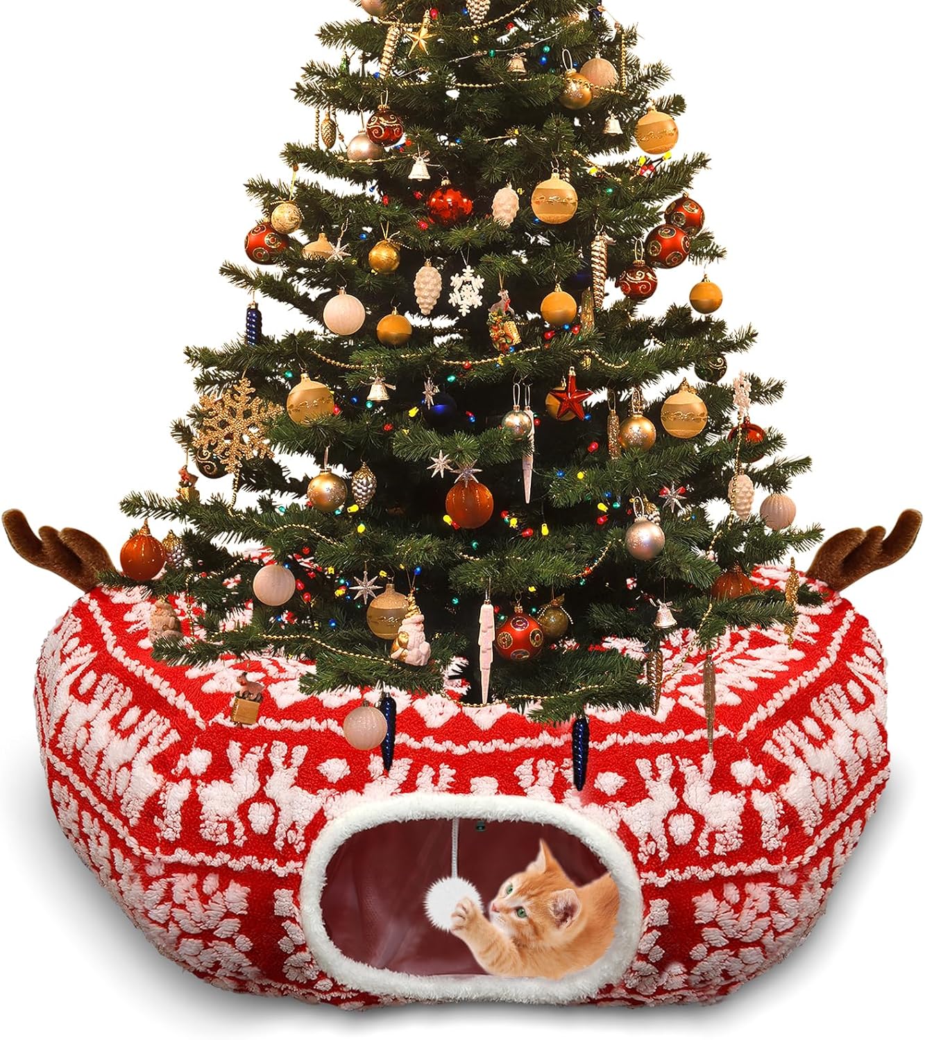 Christmas Tree Cat Tunnel Bed - Cute Donut Toy for Pets