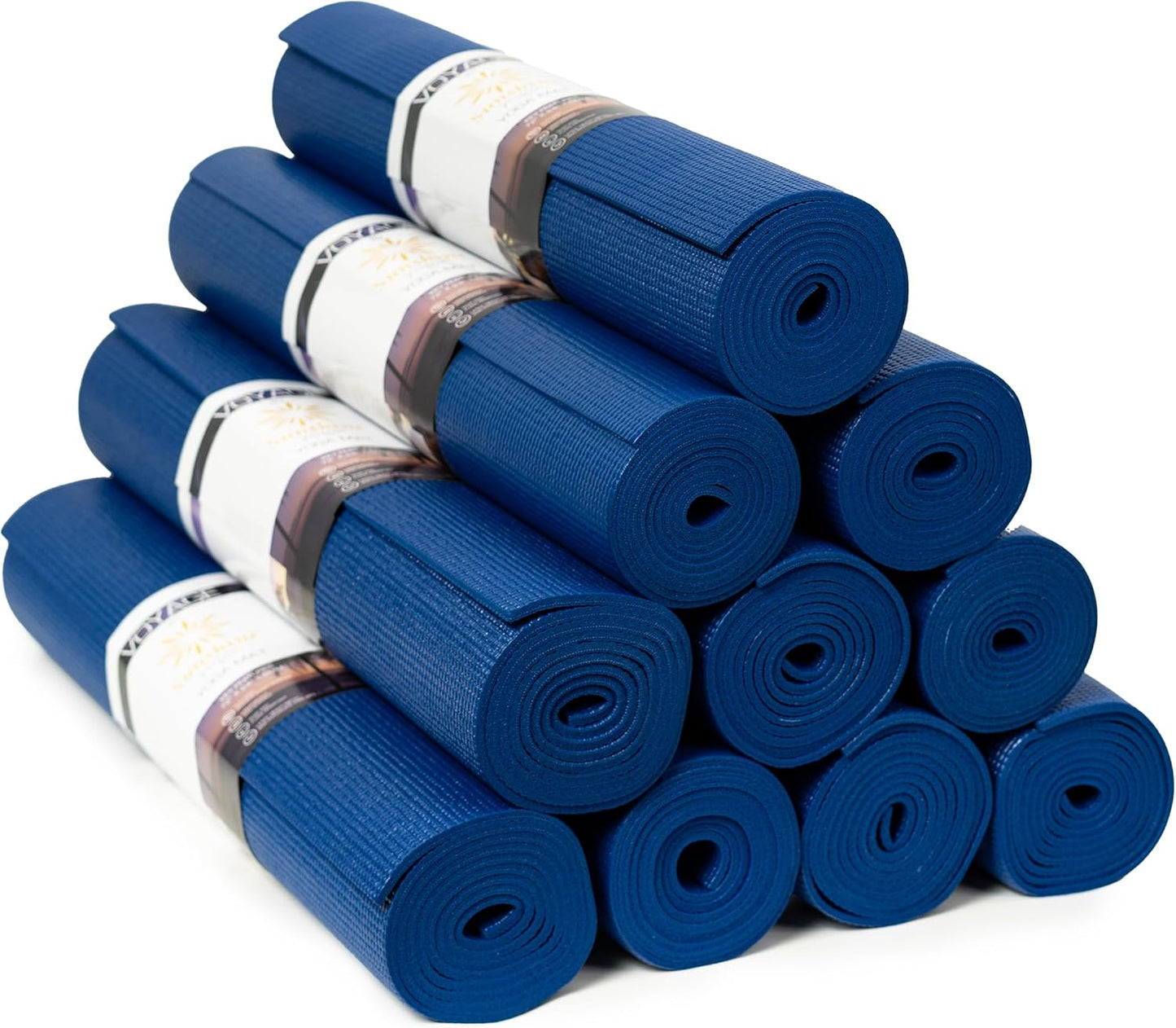 Voyage Yoga Mat 10 Pack, 72in x 24in, Non-Slip Fitness Mats