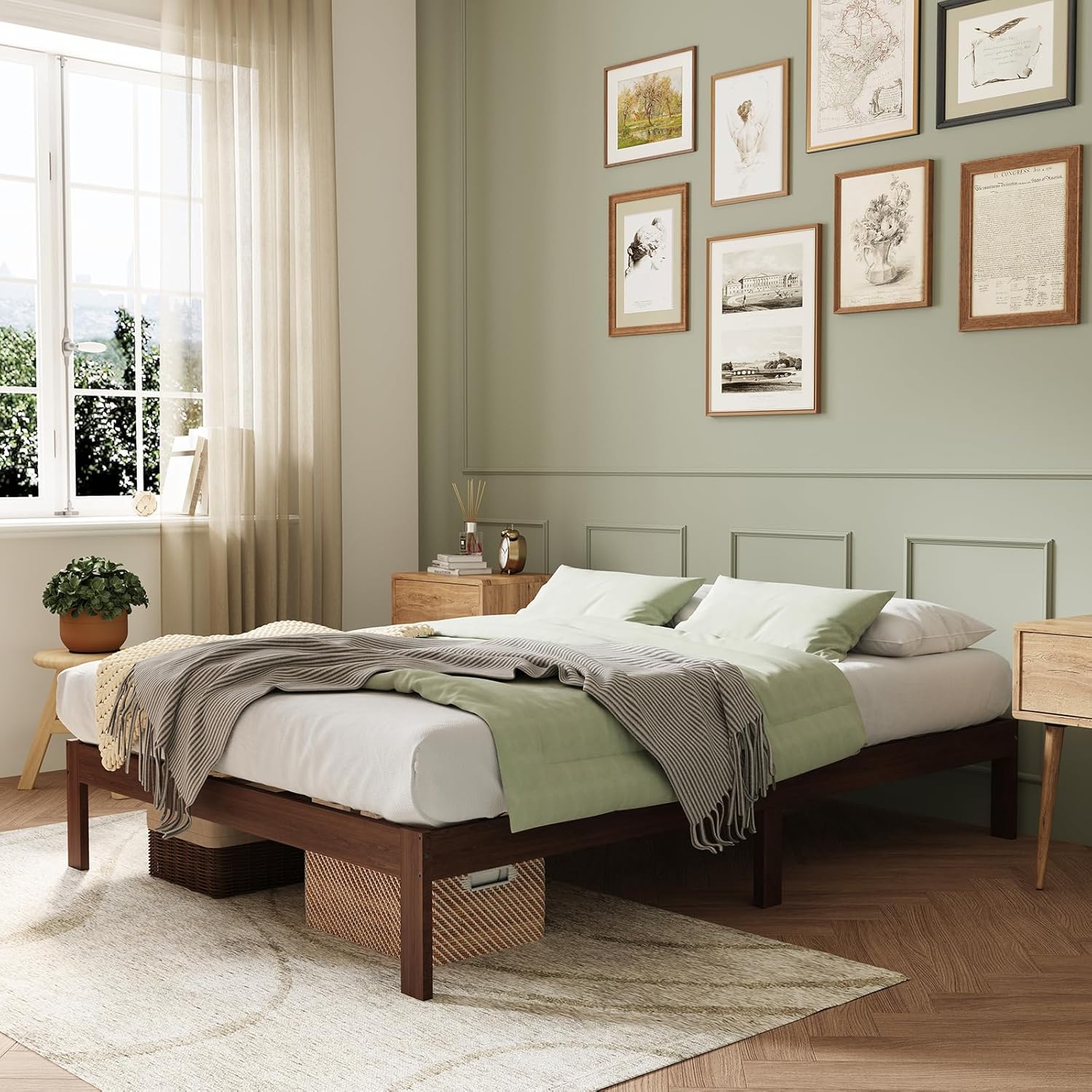 Novilla 12 Inch Wooden Queen Bed Frame for Stylish Bedrooms