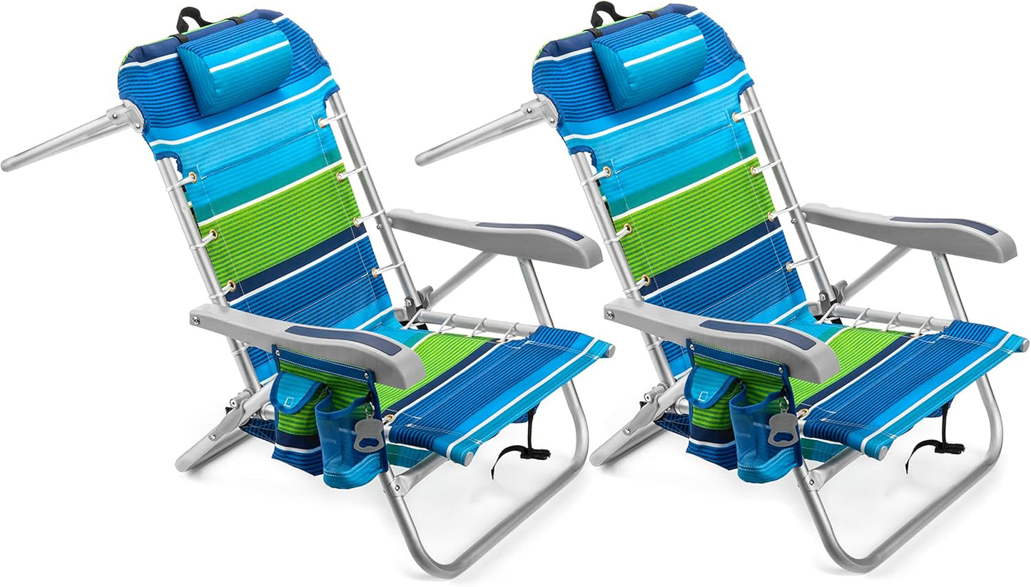 Homevative Beach Chair: 5 Positions & XL Cooler - Deep Sea